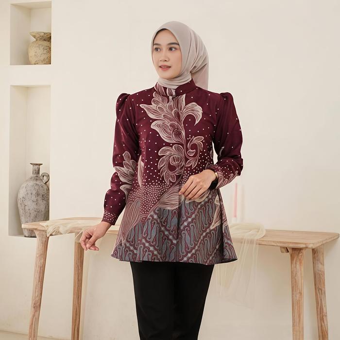 Batik Wanita Modern Lengan Panjang Puffy Blouse Batik Namara by FZ Batik