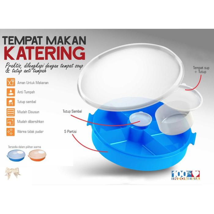 Kotak Makan Katering BULAT 5 Sekat + Tempat Soup Anti Tumpah Lunch Box