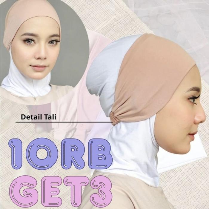 Ciput Kain Kaos Tali Turki Anti Pusing - Aksesoris Muslim - Hitam Premium inner budeg rayon Cepol ik