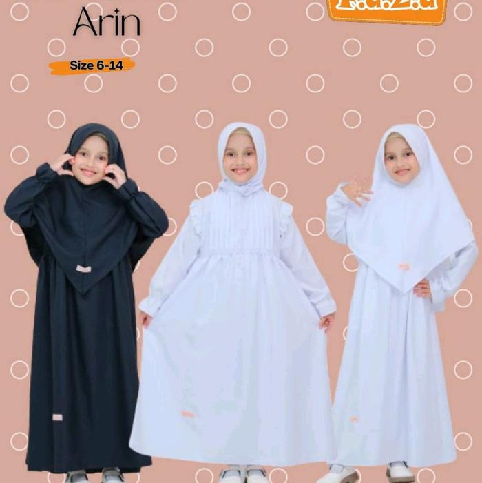 Faza Gamis Hitam Putih Anak Perempuan Set Hijab Syar'i