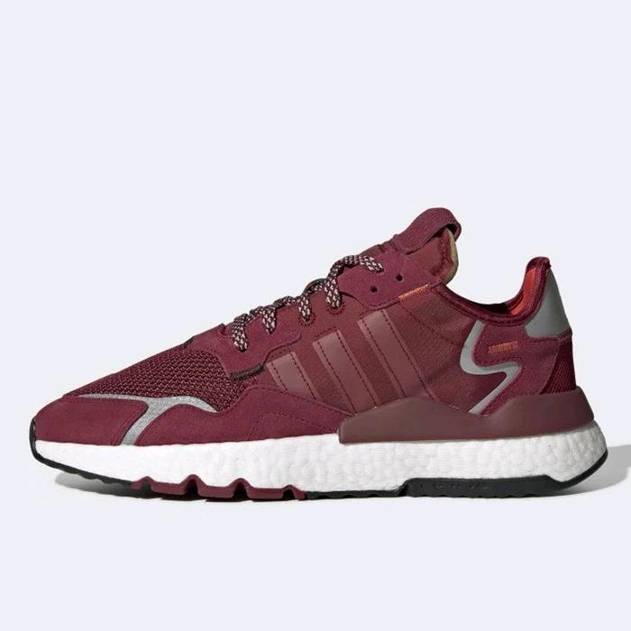 Adidas Nite Jogger 3M Merah Burgundy BNIB Original Sepatu Olahraga Pria dengan Desain Stylish dan Re