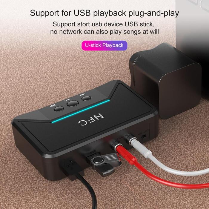 Mutiaramall - Bluetooth Audio Receiver | Adapter Speaker AUX | Receiver Stereo NFC