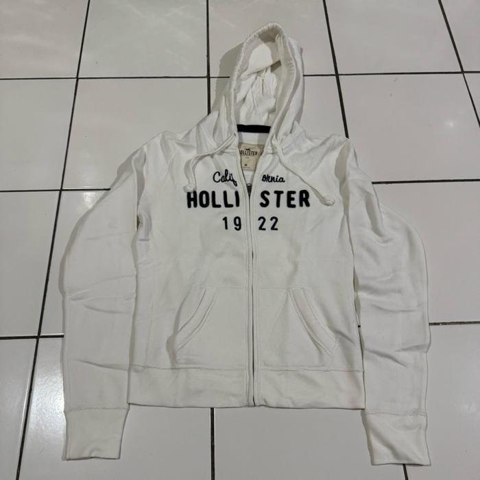 Jaket Pria Hoodie Zip Hollister Putih - Size M