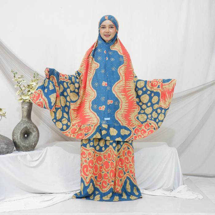 Mukena Jumbo ZB.05 Dewi Sri Motif Katun Rayon Dewasa Batik Mukenah Wanita Muslimah Bawahan Cantik
