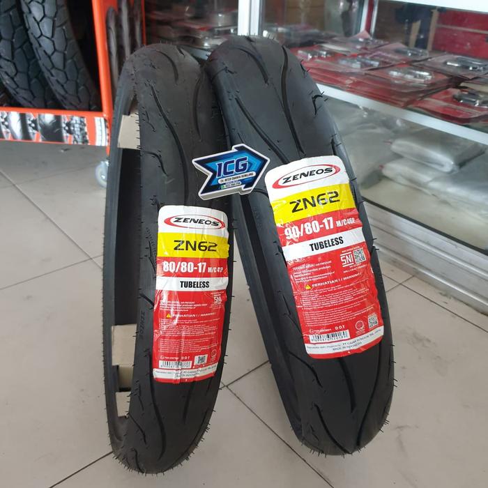 BAN DONAT TUBELESS ZENEOS [80/80-17] [90/80-17] ZN62 ORIGINAL UNTUK MOTOR RING 17 SEPERTI GL, CB, VE
