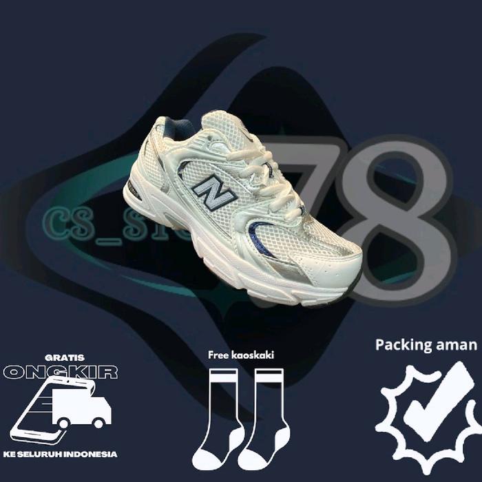 sepatu sneakers NB 530 white silver navy indigo