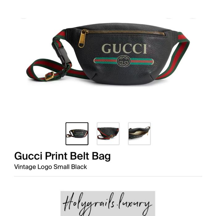 Gucci Print Belt Bag Vintage Logo Small Black 100% Original
