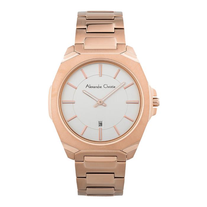 Jam Tangan Pria Alexandre Christie Classic AC 8611 MD BRGSL Men Silver Dial Rose Gold Stainless Stee