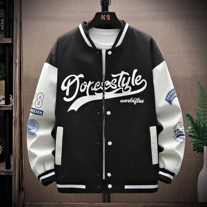 VARSITY JACKET PRIA OVERSIZE - JAKET BASEBALL COWOK JAPANESE STYLE - BAHAN FLECE TEBAL