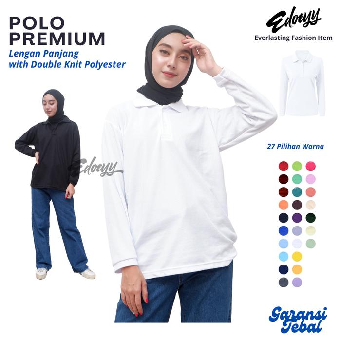 Kaos Polo Shirt Wanita Lengan Panjang - Baju Kerah Berkerah Cewek Lengan Panjang Pasti Ori