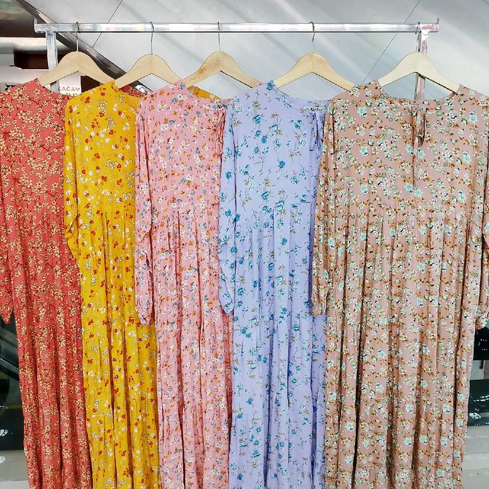 Midi dress Diandra Nafra by Qonita batik, Dress busui Friendly, bahan rayon premium nyaman dipakai