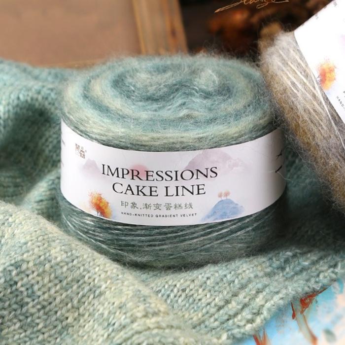 IMPORT 100G GRADIENT CAKE MOHAIR YARN, BALL, SWEATER, SCARF, HAT, HAND WOVEN, THREAD HOOK, ROD YARN,