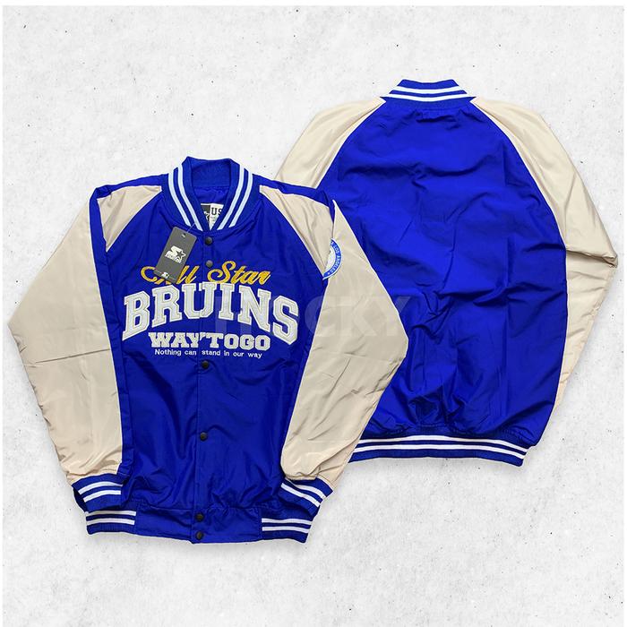 HOCKY Jaket Basket UCLA BRUINS Varsity Bomber Pria Wanita Warna Kombinasi Keren Terbaru Kekinian