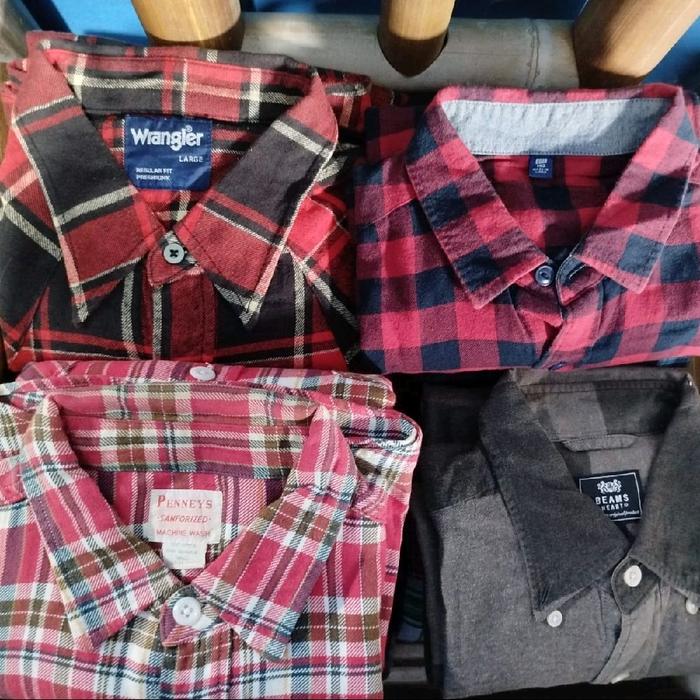 kemeja lengan panjang brand uniqlo gap dll second