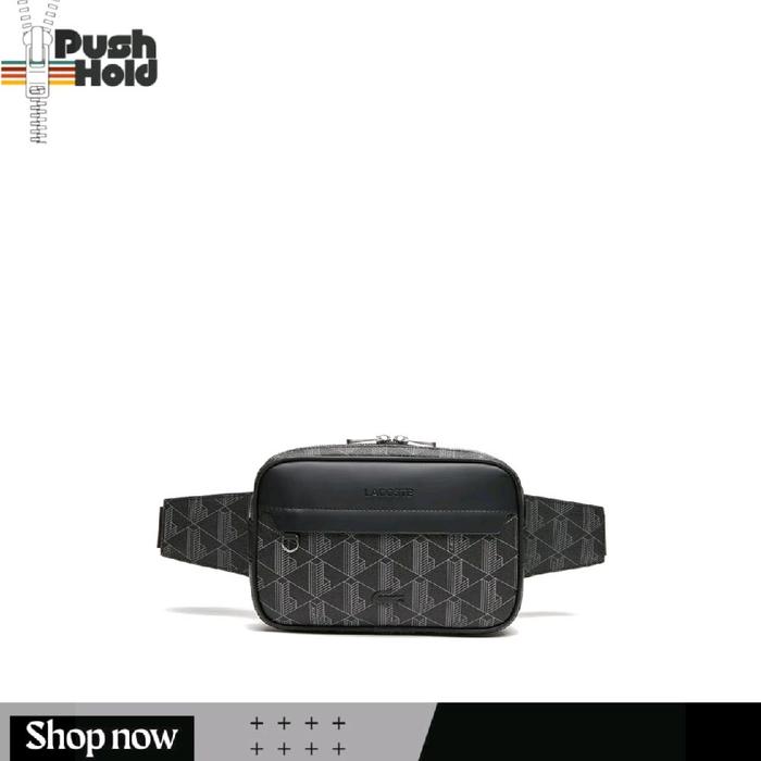 Tas Pria Motif Monogram Lacoste Men's The Blend Monogram Print Body Bag Original - Black