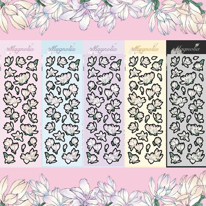 COD Stiker bunga Magnolia in laser stiker akuntansi stiker dekorasi diy stiker bunga-G