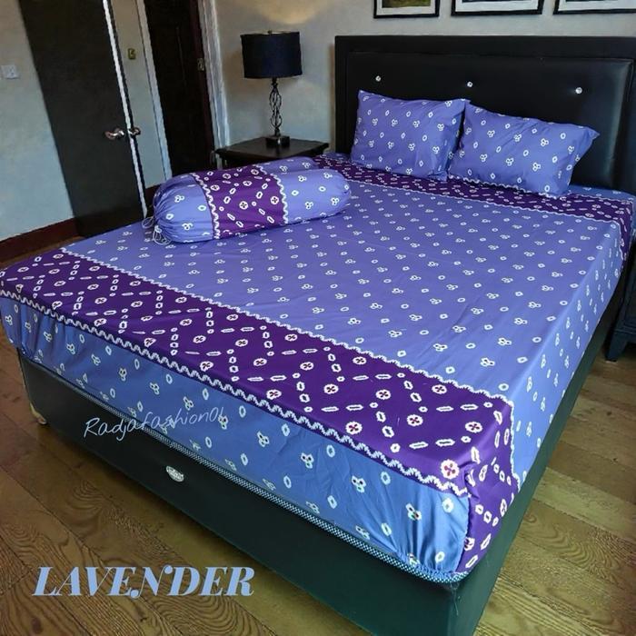 SPREI MOTIF KAWUNG JUMPUTAN  UKURAN KOMPLIT T30 t20  Batik Karet sudut - Jumputan lilac/ungu, 120x20