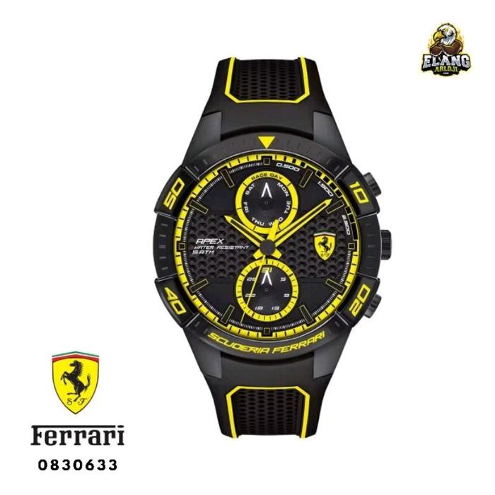 Jam Tangan Pria Ferrari 0830633 Rubber Original - Diameter 4,3 cm, Water Resistance, Tanggal Aktif,
