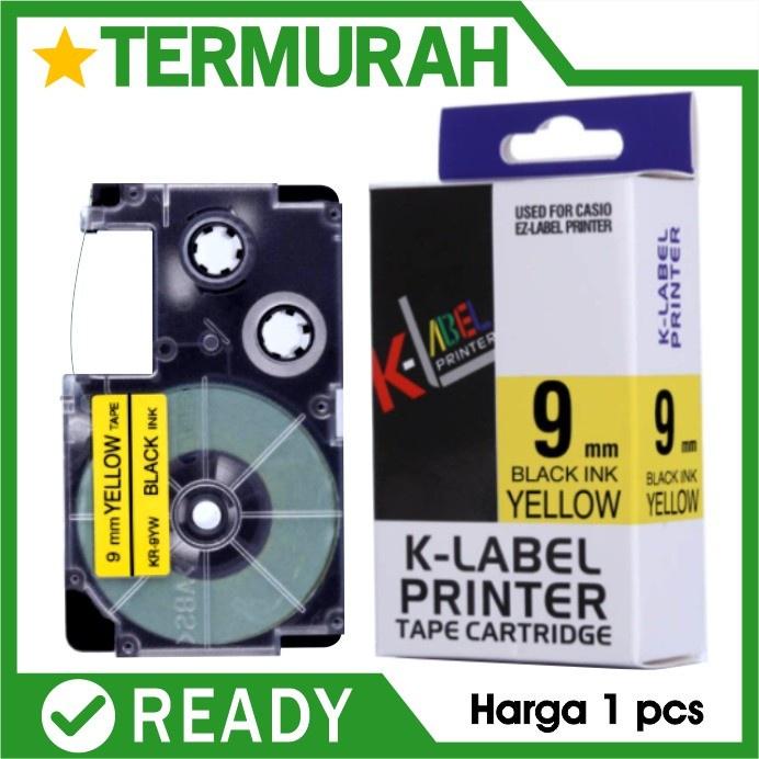 K-Label Printer Tape Catridge K Label Casio 9mm 9 mm black on yellow