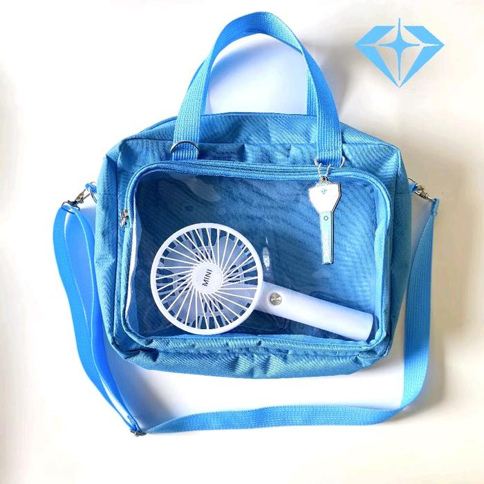 TAS SELEMPANG FUNNY TREASURE SAKU PVC TRANSPARAN BIRU MUDA / TREASURE BAG