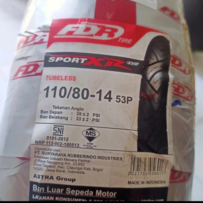 BAN LUAR TUBLESS FDR 110/80-14 AEROX