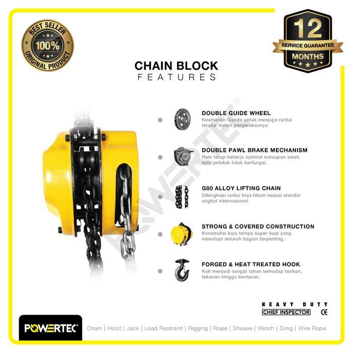 Chain Block / Takel 1 Ton X 3 Meter Powertec Tbk