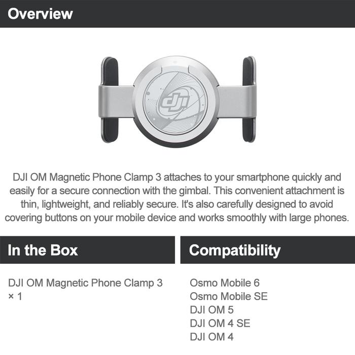 DJI OM Magnetic Phone Clamp 3 for Osmo Mobile 6  SE OM 5 4 SE
