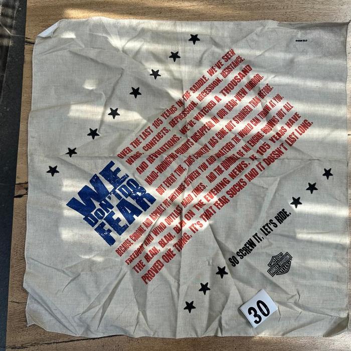 Bandana Harley-Davidson 2008 – We Don’t Do Fear / So Screw It, Let’s Ride – Tema Bendera USA