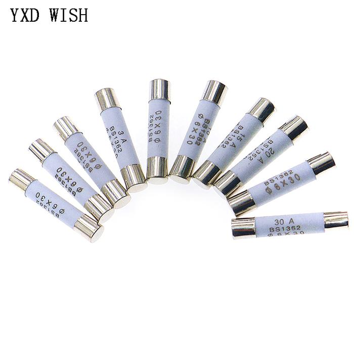 50 Buah 6*30Mm Sekring Tabung Tiup Cepat 250V 0, 5A 1A 2A 3A 5A 10A