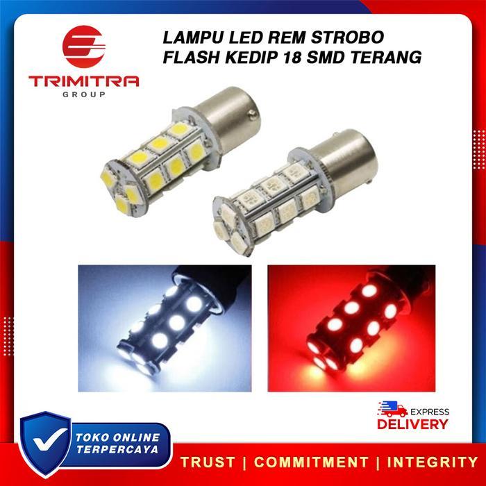Lampu Led Rem Stop STROBO Flash Kedip Motor Mobil 18 SMD
