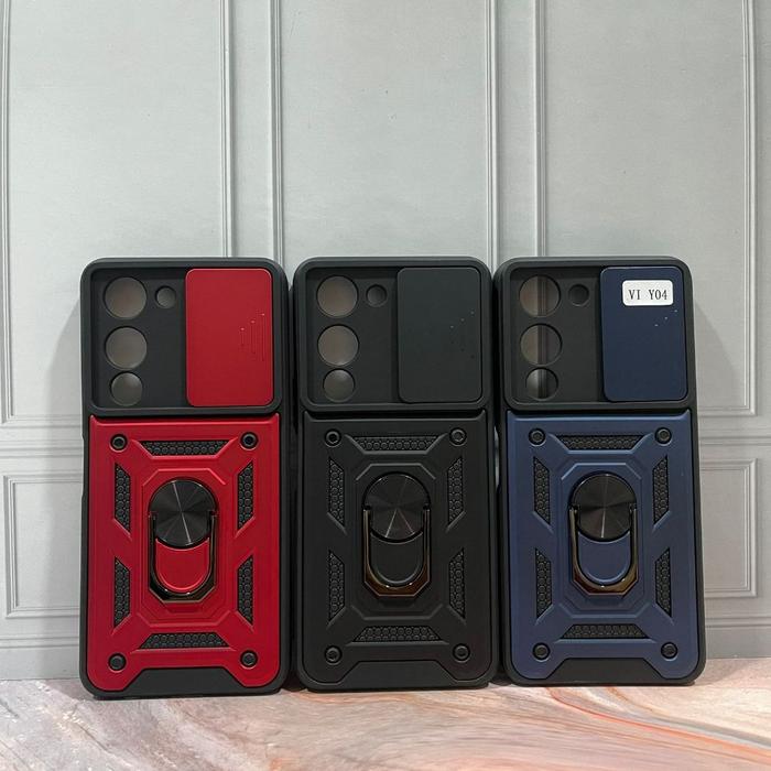 Case Armor Transformer Slide + Ring Vivo Y400 4G Y400 5G Y100 5G Y200E 5G Y03 Y04 Y22 2022 Y22s Y27 
