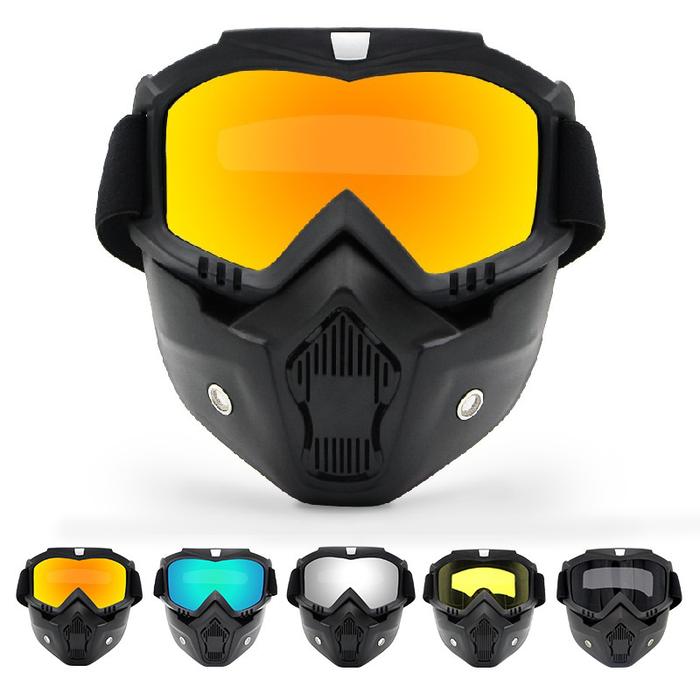 Tactical Cycling Goggles Mask UV Proof Windproof Anti-Fog Protective Detachable Adjustable Tactical