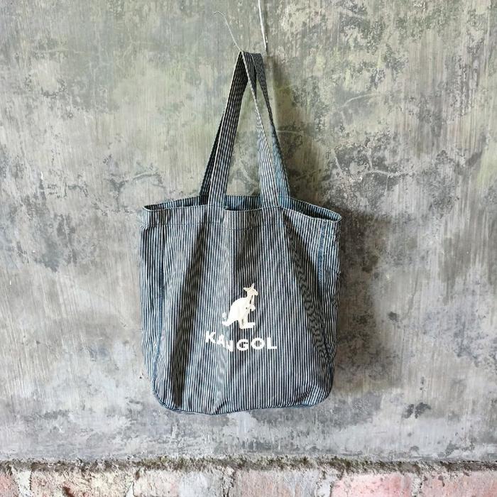 KANGOL strip jeans shopper totebag