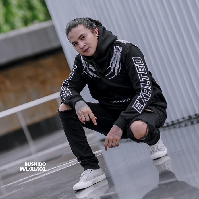 Bossque X Hexsys - Bushido Hoodie Original Full Bordir Bahan Cotton Fleece Tebal Lembut Nyaman Sweat