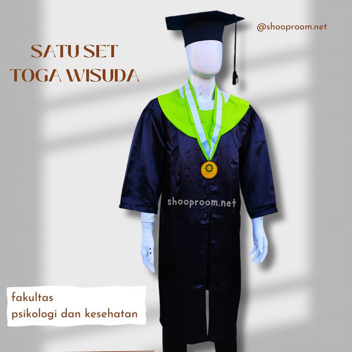 (SATU SET) TOGA WISUDA UINSA - FAKULTAS PSIKOLOGI DAN KESEHATAN - KAIN SATIN (kalung bulat)