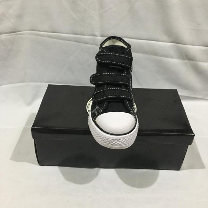PREMIUM (READY) terjamin Sepatu sekolah bts anak perekat LIN STAR HI HITAM PUTIH terlaris
