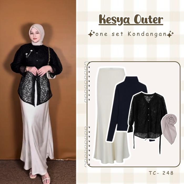 Kesya Outer Setelan Kondangan Remaja Kekinian Rok Duyung Manset Brukat Bella Square SET TC-248 Bahan