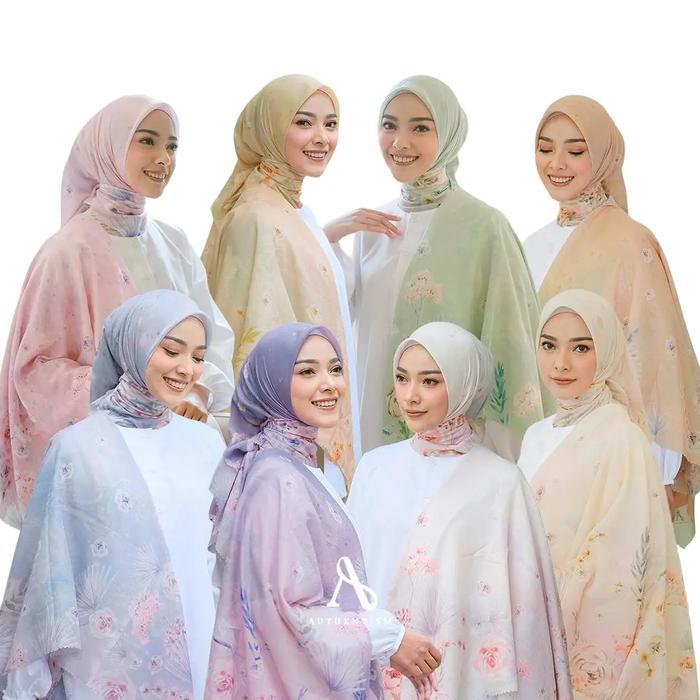 Authentism - Durriya Series Exclusive Printed Scarf Lamina Voal Square Muslim Jilbab