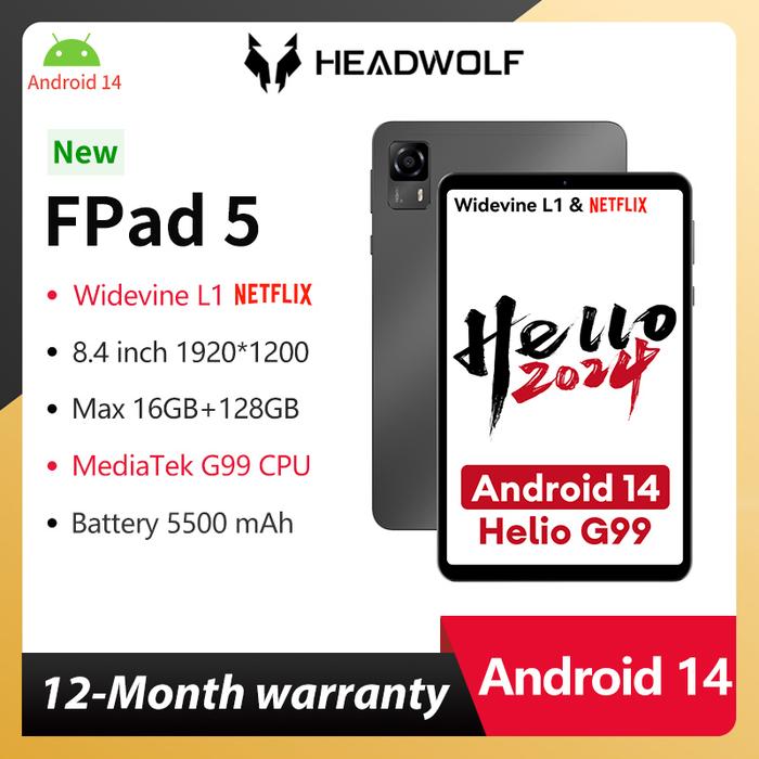 Headwolf FPad5 Android 14 tablet 8.4 inch 8GB+8GB Ram 128GB UFS2.1 Octa-core G99 Tablet PC 5500 mAh