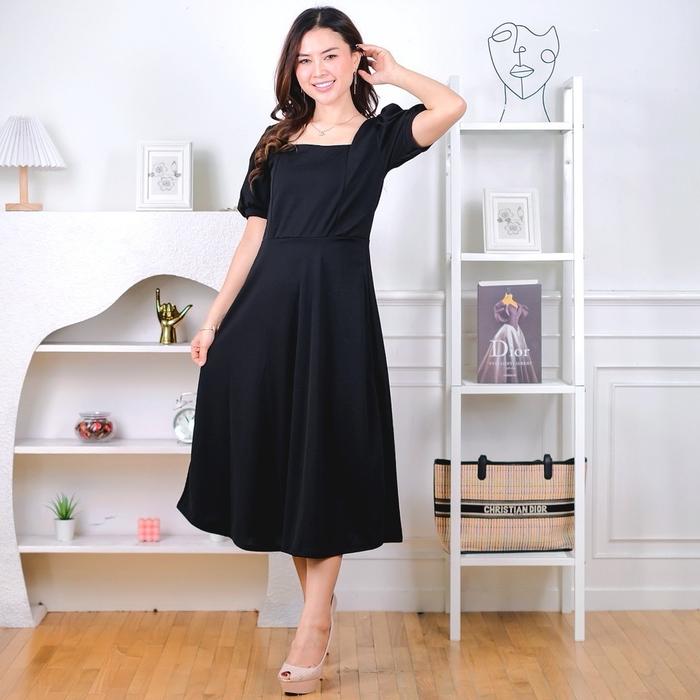 Hanji Dress wanita panjang hitam