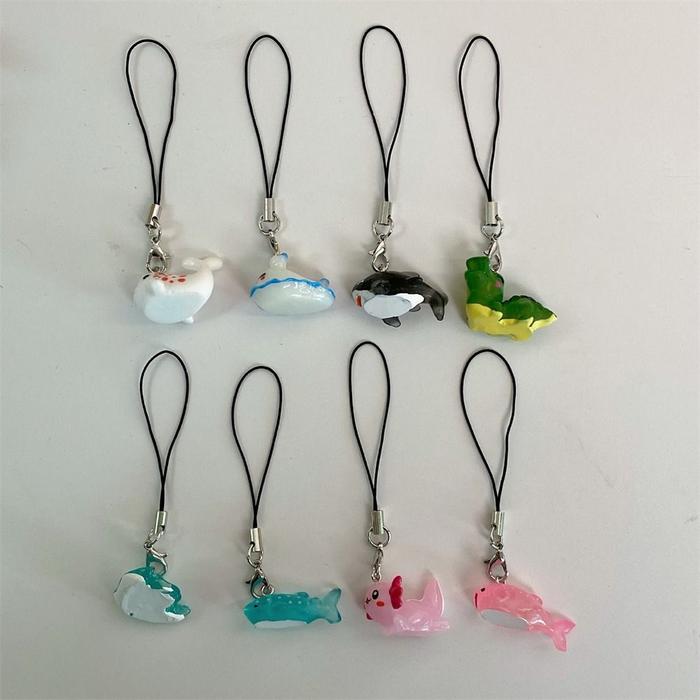 Sea Creature Fish Phone Chain Sea Hare Black Whale Phone Lanyard Pink Axolotl Handmade Jelly Shark K