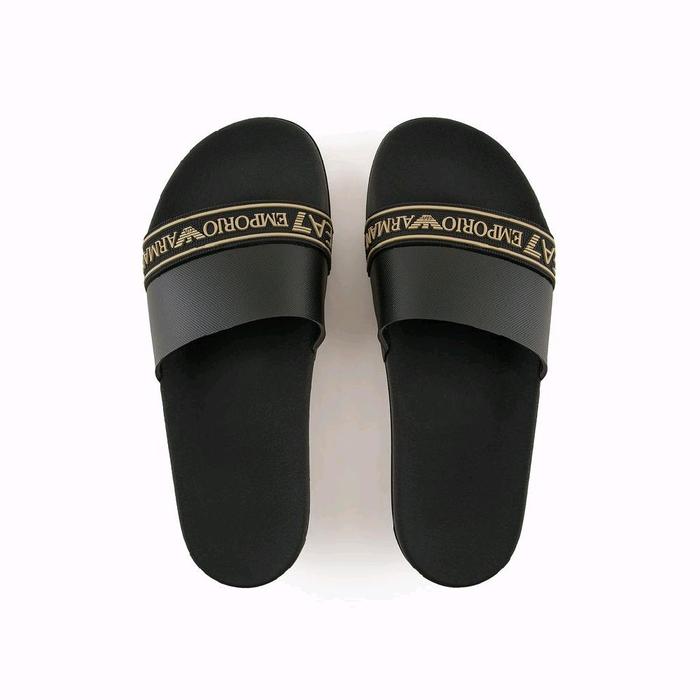SANDAL PRIA SLIDES -' ARMANI EMPORIO EA7 COMFRT BLACK ORIGINAL AUTHENTIC