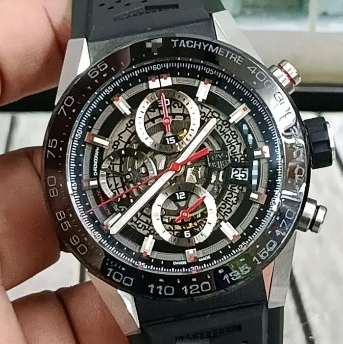 Dr.Jam IICARRERA HEUER01 SKELETON BLACK RUBBER XF 45MM TOP TIER 5