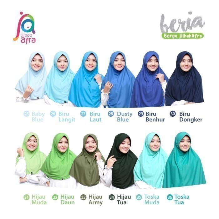 Jilbab Afra Beria Hijab Instan Pet Antem Jumbo Kaos Adem Hijau Army
