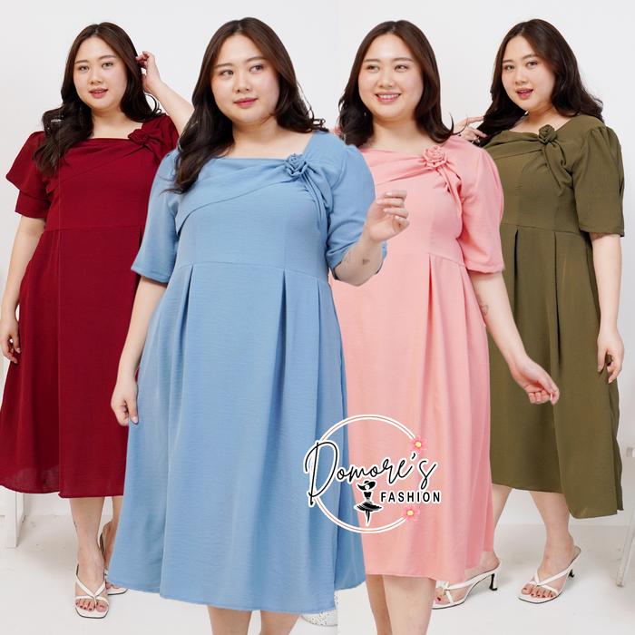 Domore's Bigsize Dress Wanita Terbaru Gaun Bunga Pesta Jumbo Dres Kondangan Ukuran Besar Ld130 Meima