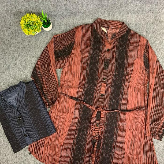 Tunik rayon motif garis dewasa
