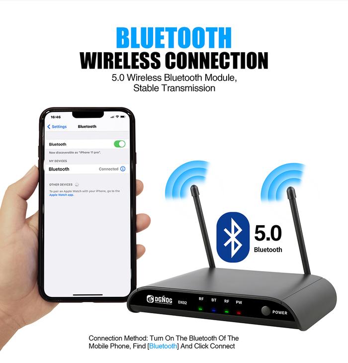 Mikrofon nirkabel Bluetooth Dual Echo, mikrofon profesional untuk