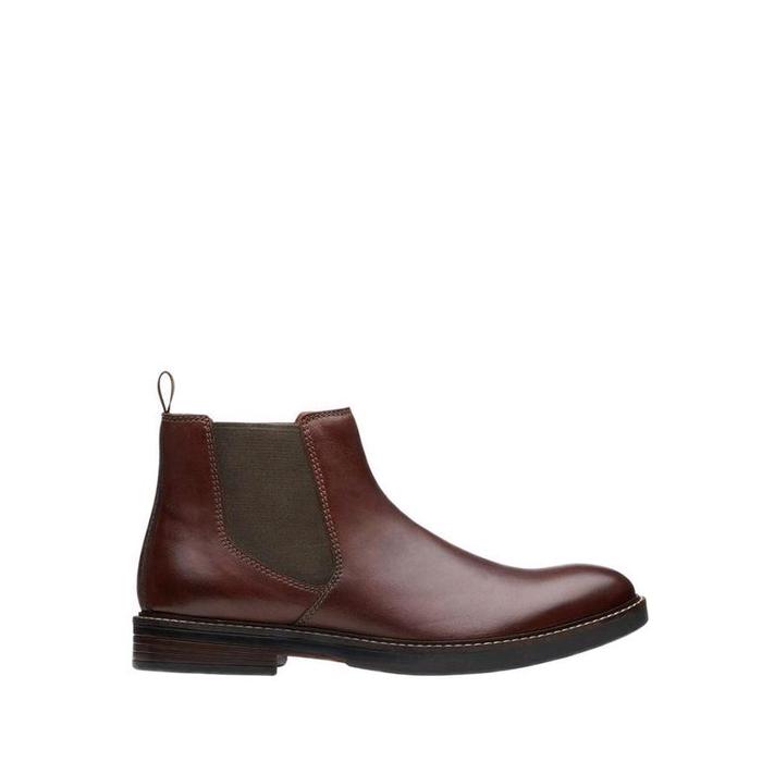 CLARKS Men's Boots Shoes Paulson Up Leather Sepatu Boot Pria Original - Red Mahogany
