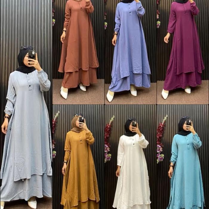 Madinah Gamis Malay Malaysia Melayu Ld 110 Ld 120 Ld 130 Polos Lengan Karet Busui Seragam PNS Jumbo 