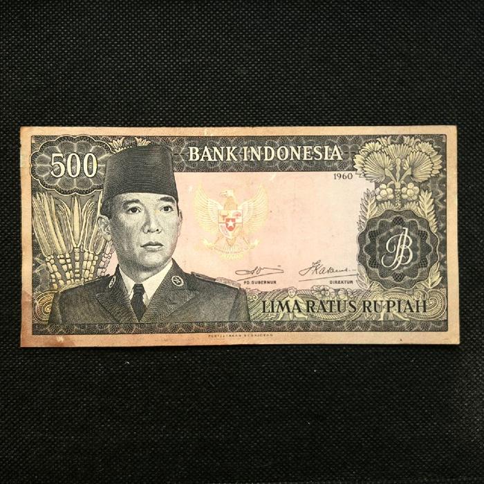 Uang Kuno 500 Rupiah Seri Soekarno Tahun 1960 - ATB 027248